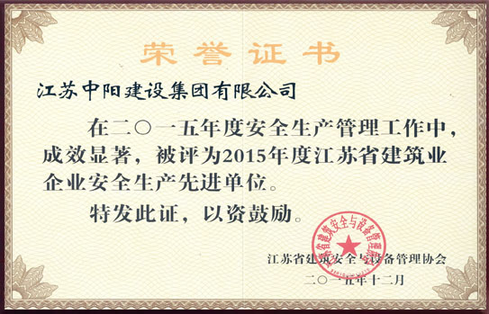 江蘇省建筑業(yè)企業(yè)安全生產(chǎn)先進(jìn)單位