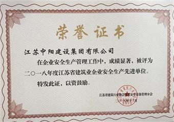 我公司被評(píng)為“2018年度江蘇省建筑業(yè)企業(yè)安全生產(chǎn)先進(jìn)單位”
